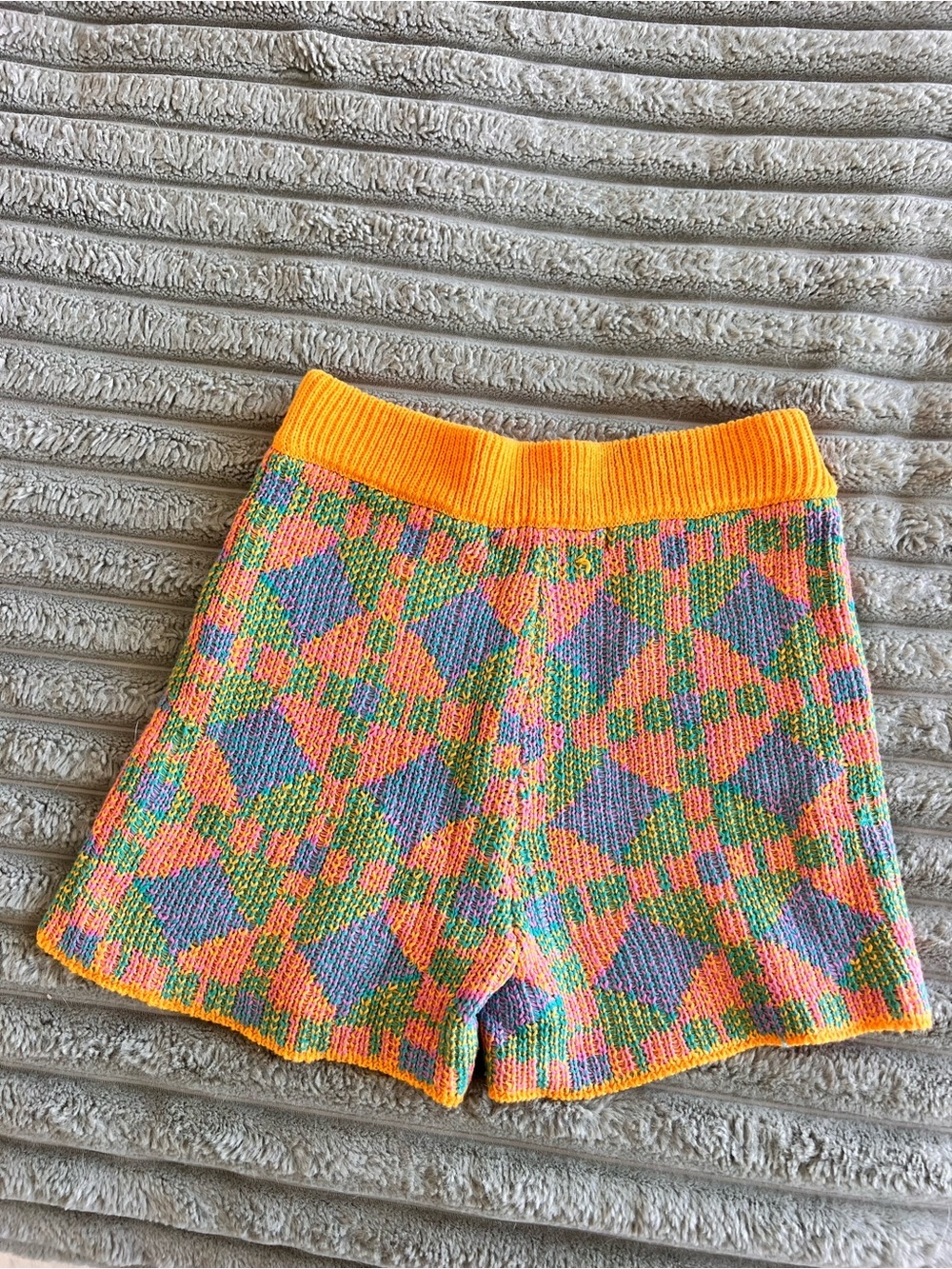 Free People Multicolor Knit Lounge Shorts - Yellow Trim - Picture 5 of 8